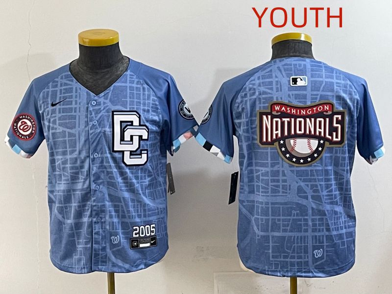 Youth 2025 Washington Nationals Blank Blue Joint Name Nike MLB Jersey style 5->youth mlb jersey->Youth Jersey